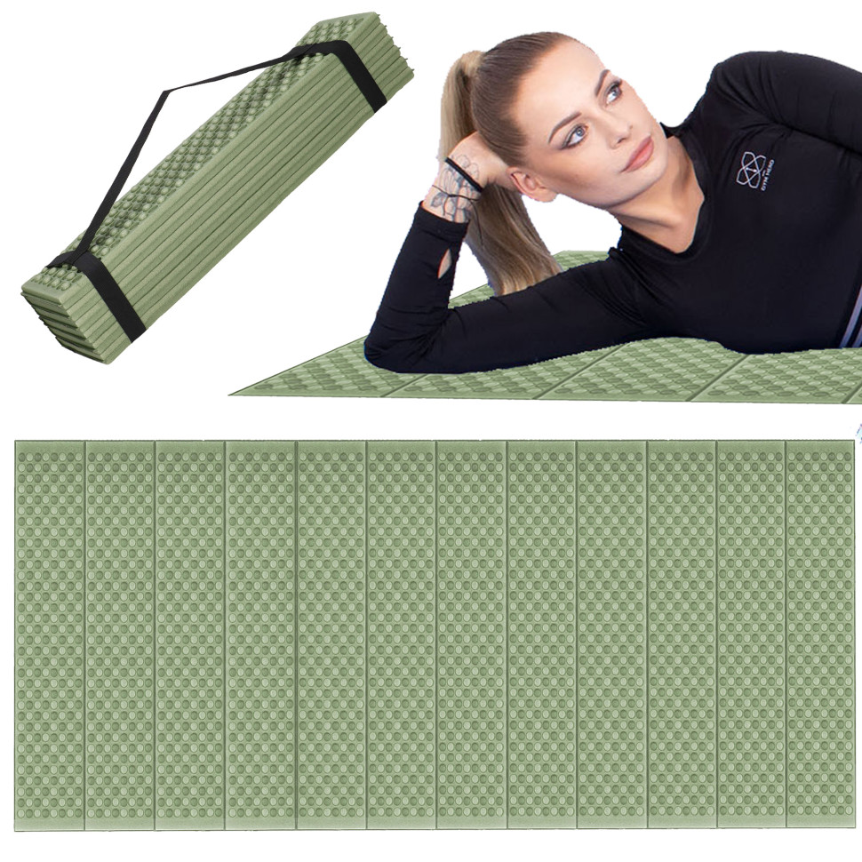 Коврик туристический складной Springos PM0010 XPE, Green/Grey 182x60x0,8 см