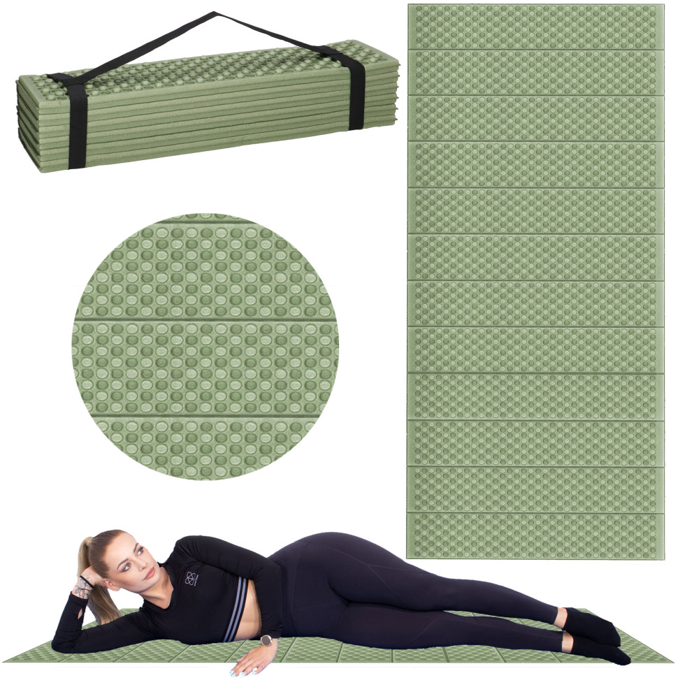 Коврик туристический складной Springos PM0010 XPE, Green/Grey 182x60x0,8 см