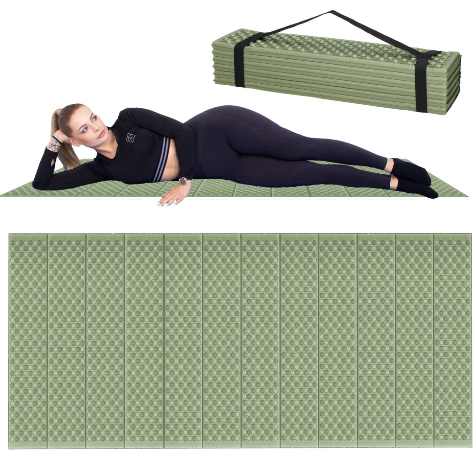 Коврик туристический складной Springos PM0010 XPE, Green/Grey 182x60x0,8 см