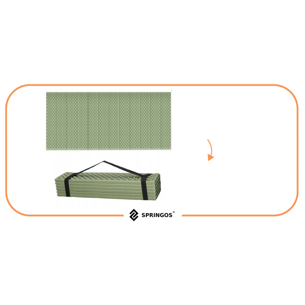 Коврик туристический складной Springos PM0010 XPE, Green/Grey 182x60x0,8 см