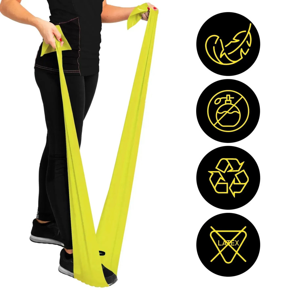 Стрічка-еспандер 9-12 кг Generation Fitness 523566FS 200х15х0,5 см, розмір M, жовтий