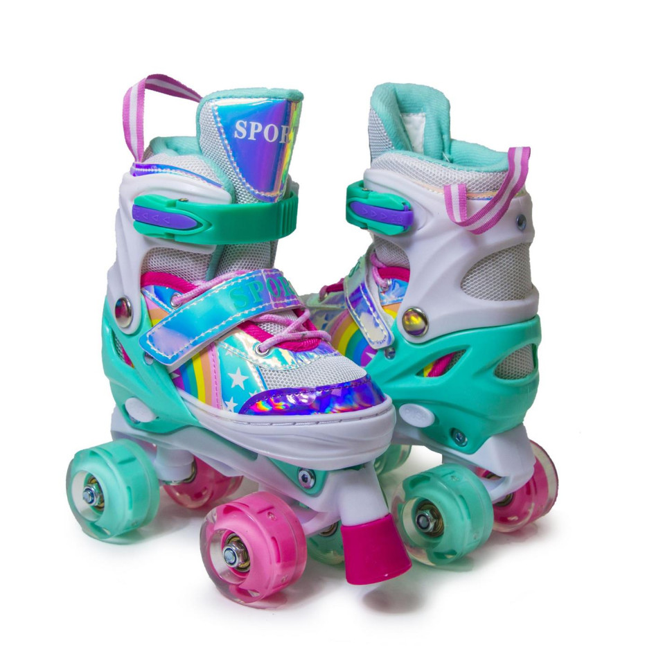 Детские ролики-квады Scale Sports 754992869 тиффани, с подсветкой, размер 30-33