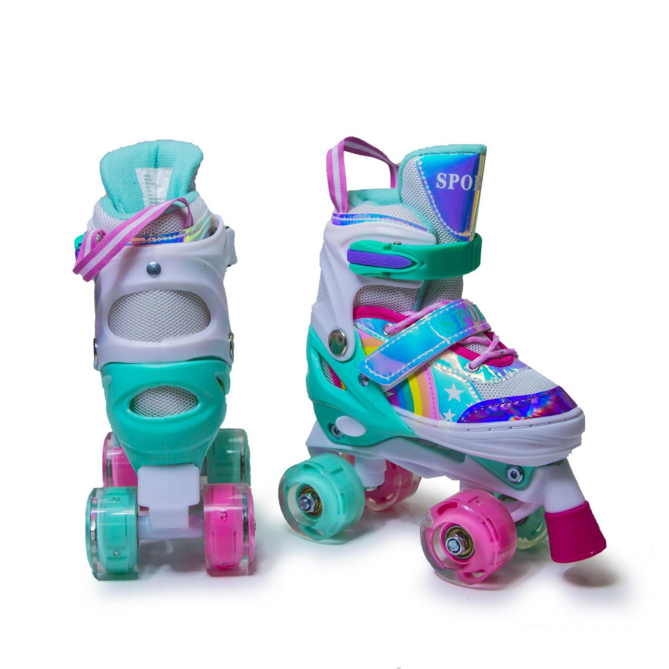 Детские ролики-квады Scale Sports 754992869 тиффани, с подсветкой, размер 30-33