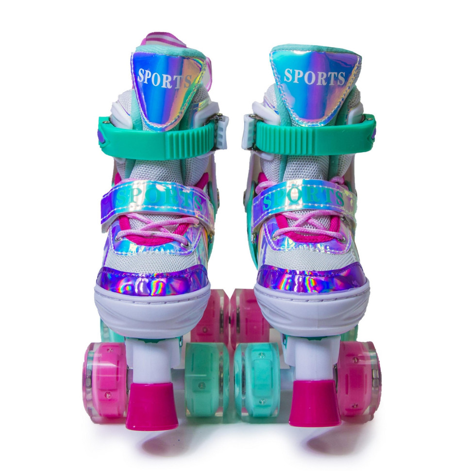 Детские ролики-квады Scale Sports 754992869 тиффани, с подсветкой, размер 30-33