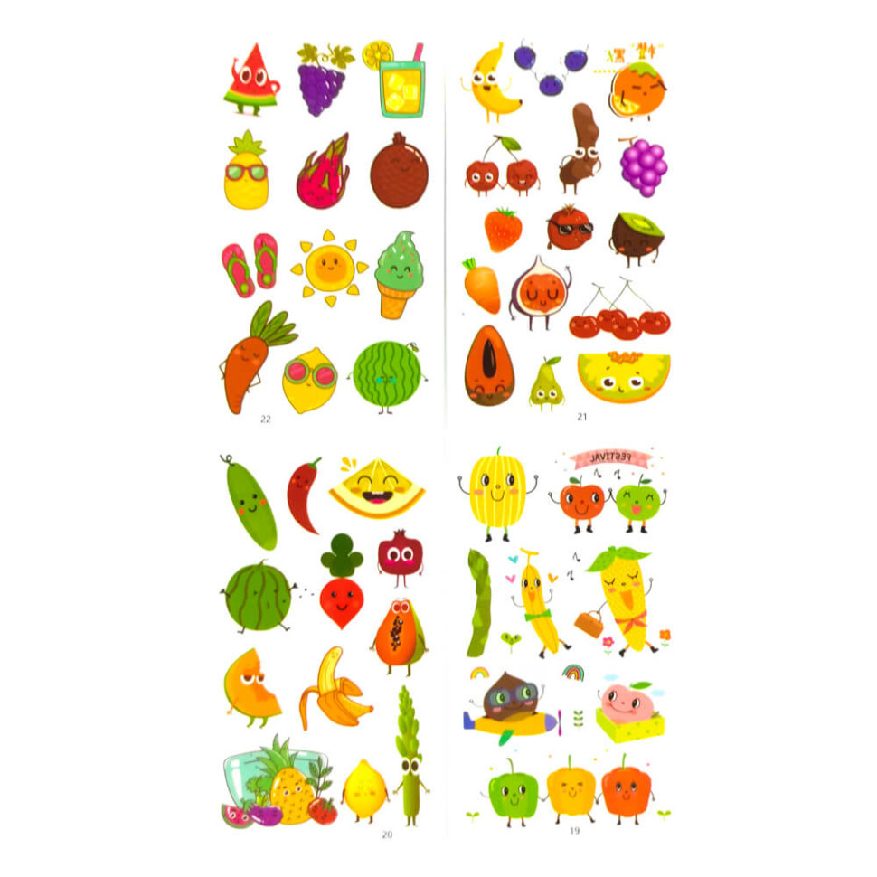 Набор детских временных тату «Овощи и фрукты» Fresh Tattoo tattoo-kids-mini-set-fruits