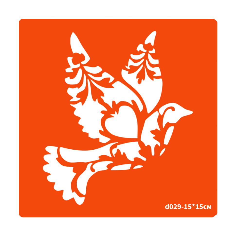 Трафарет для био-тату Птичка Fresh Tattoo d029-15*15см, размер 15х15см