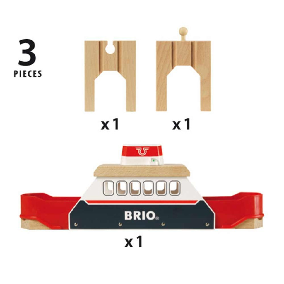 Паром для детской железной дороги BRIO 33569-BR, дерево, пластик 3 элемента в комплекте, на батарейках, звук и свет