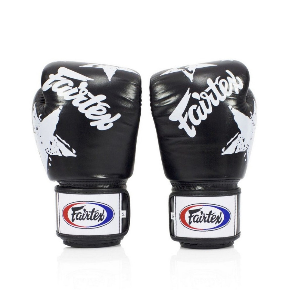 Боксерські рукавиці BGV1 Nation Print Fairtex BGV1_Print_12oz_Black 12 унцій (бинти в комплекті)