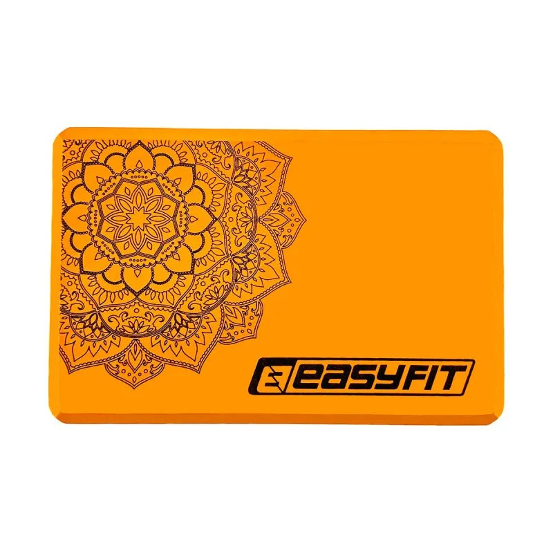 Блок для йоги с рисунком EasyFit EF-1819-OR, EVA, оранжевый 23х15,5х7,5 см