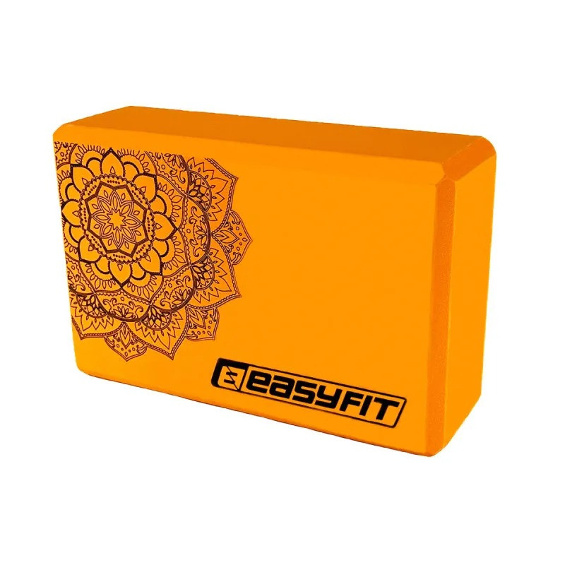Блок для йоги с рисунком EasyFit EF-1819-OR, EVA, оранжевый 23х15,5х7,5 см