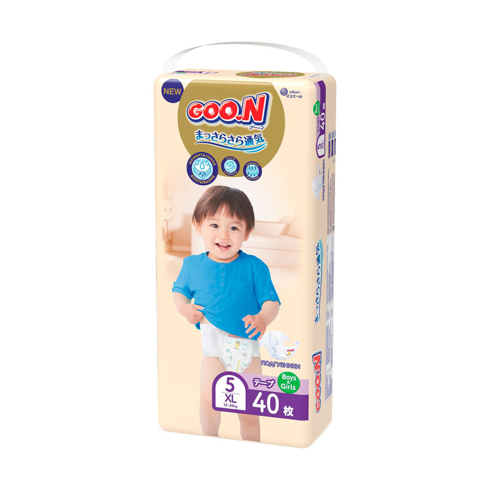 Підгузки для дітей 12-20 кг GOO.N Premium Soft 863226 розмір 5(XL), 40 шт