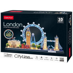 Трехмерная головоломка-конструктор "Лондон" CITY LINE CubicFun L532h с LED подсветкой