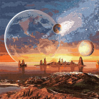 Картина по номерам "Космическая пустыня с красками металлик" Идейка KHO9541 50х50 см