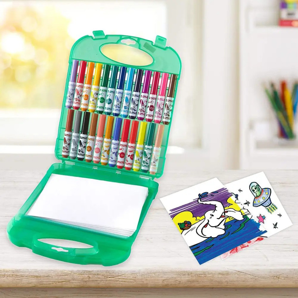 Портативний набір для малювання в кейсі Crayola 04-5227 з міні-фломастерами та папером