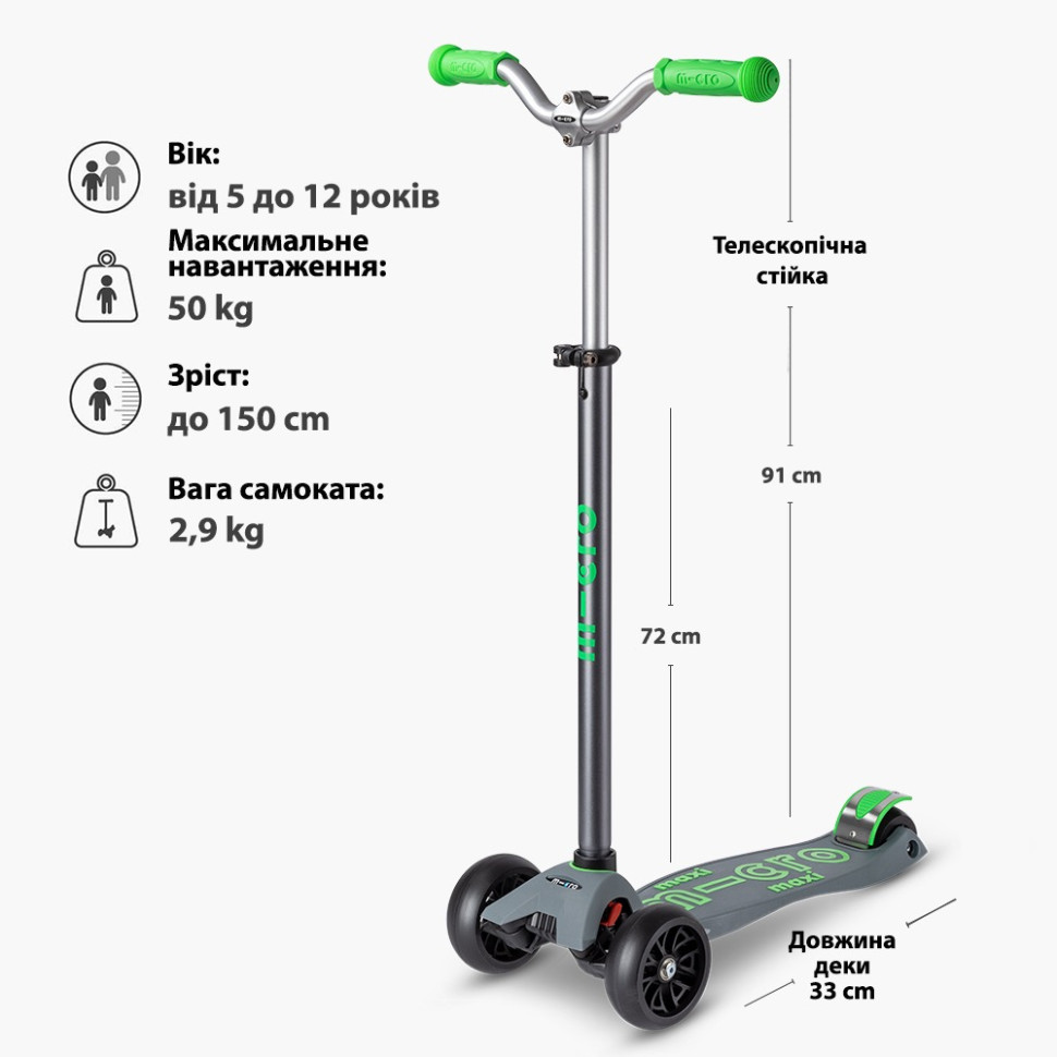 Дитячий триколісний самокат Micro MMD089 телескопічна стійка