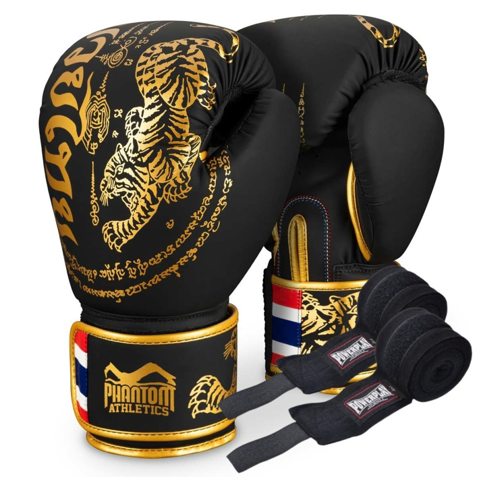 Боксерские перчатки Muay Thai Phantom PHBG2938-10 Black Gold 10 унций (Бинты в подарок)