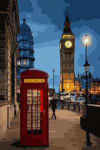 Картина по номерам Идейка Городской пейзаж "Вечерний Лондон 2" 35х50 см. KHO3546