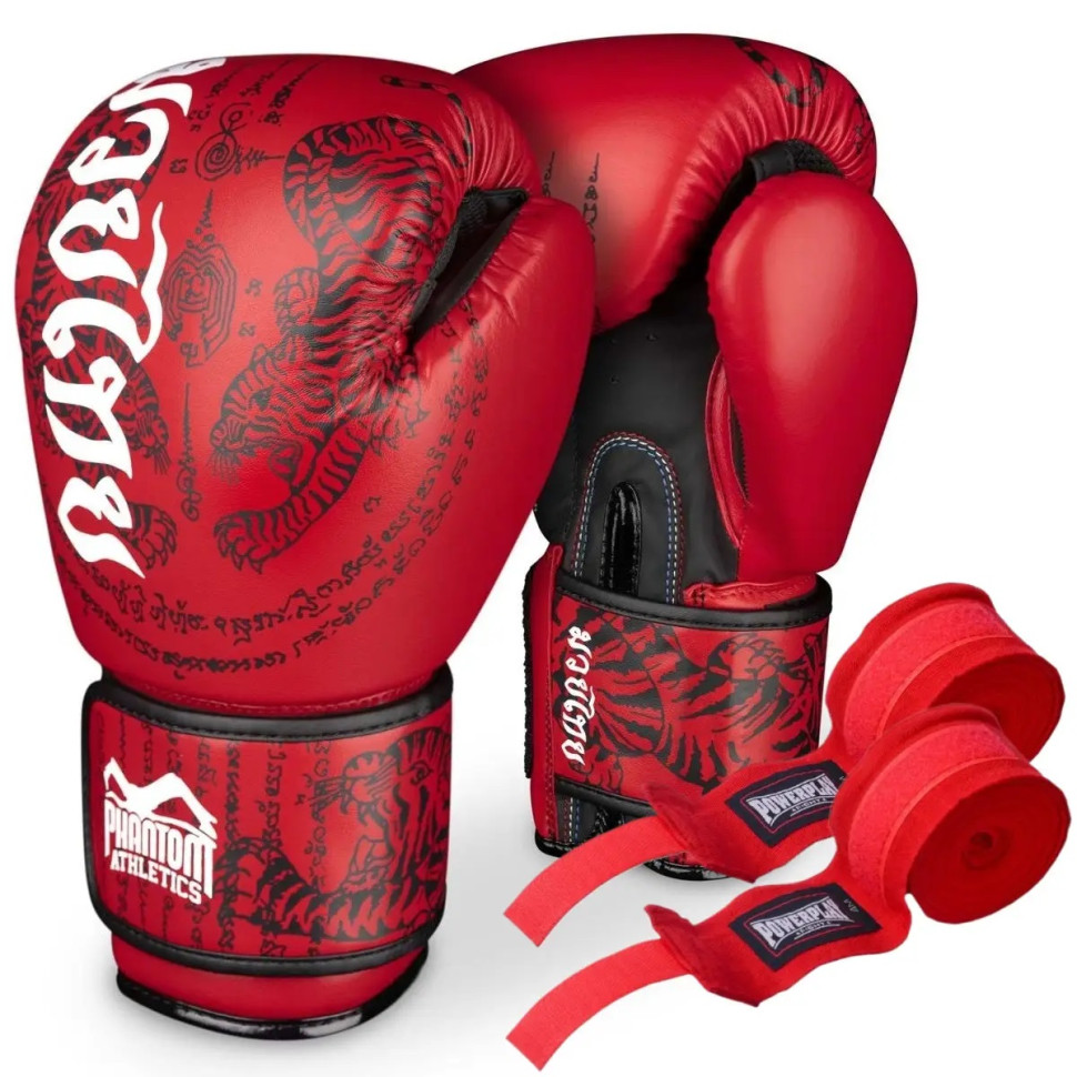 Боксерские перчатки Muay Thai Phantom PHBG2505-16 Red 16 унций (бинты в подарок)