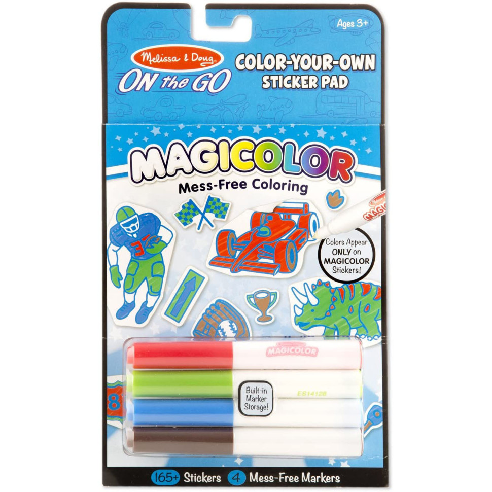 Магічні наліпки-розмальовки Блакитні Melissa&Doug MD9130, 4 маркери з невидимим чорнилом
