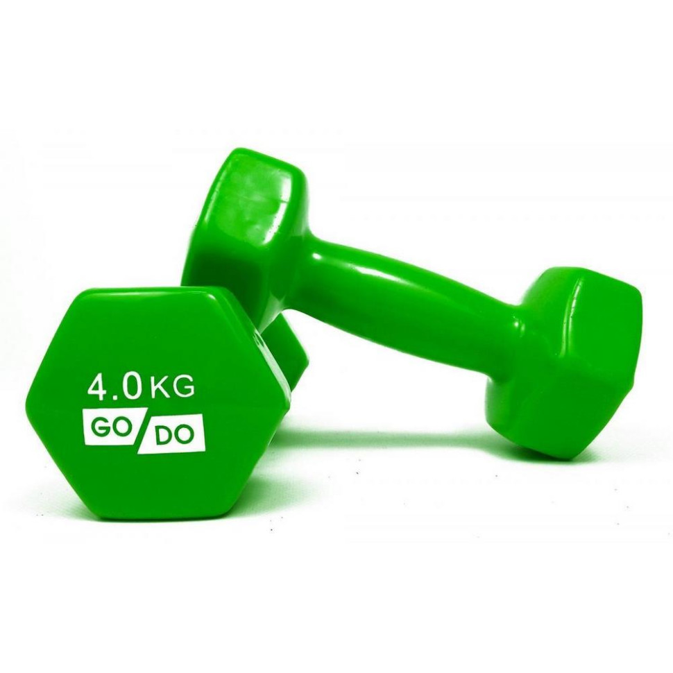 Гантели для фитнеса с виниловым покрытием GoDo GD-4.0GR 8 кг (пара)