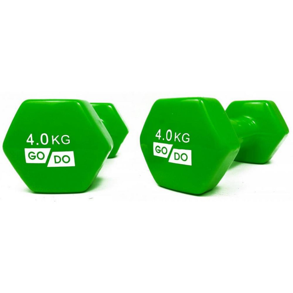 Гантели для фитнеса с виниловым покрытием GoDo GD-4.0GR 8 кг (пара)