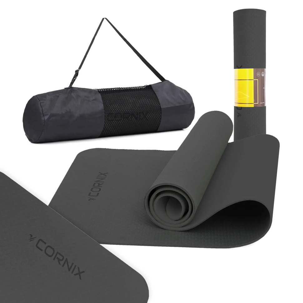 Килимок для йоги TPE Cornix XR-0350 чорний 183 x 61 x 0.6 см
