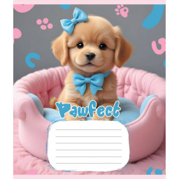 Тетрадь ученическая "Щенята" Leader 012-510126C-2 в косую линию, 12 листов  