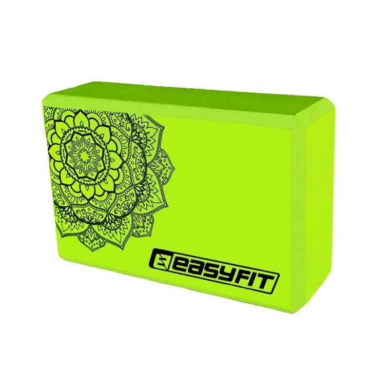 Блок для йоги с рисунком EasyFit EF-1819-GN, EVA, салатовый 23х15,5х7,5 см