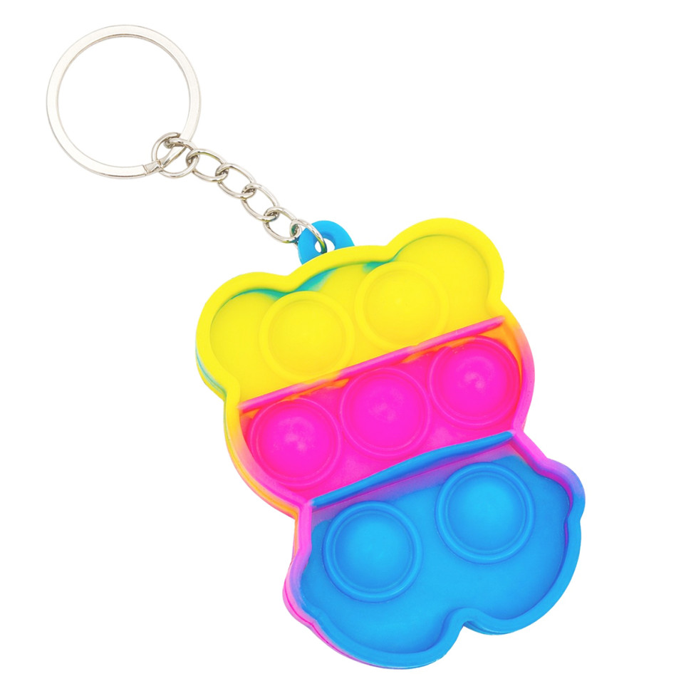 Дитячий антистрес-брелок Pop It міні Ведмедик Bambi AA3641-2 силікон, 6,3х5х1 см