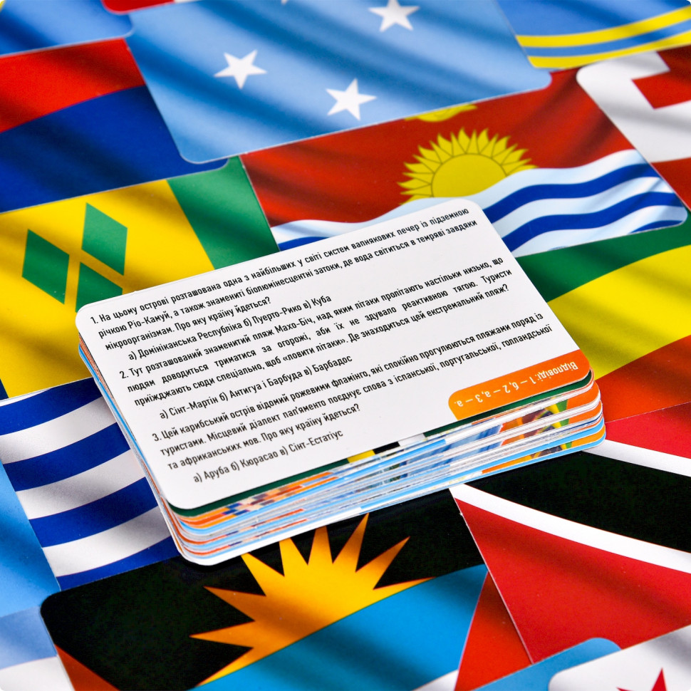 Настільна гра Країни світу Америка та Океанія Strateg 31104 картки 72 шт, кубик