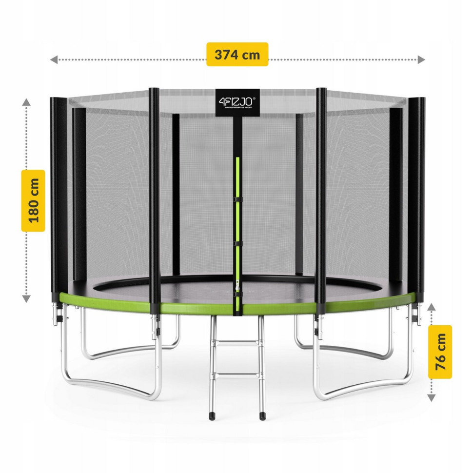 Батут с внутренней сеткой Classic 4FIZJO P-5907739312914 Black/Green 12FT 374 см