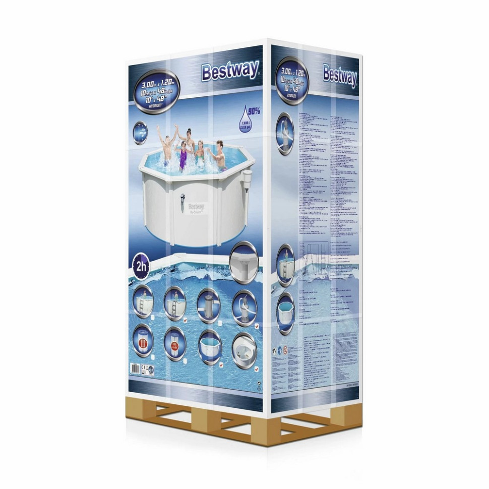 Сборный бассейн Hydrium Bestway 56566-15835, 300x122 см 7630 л, с песчаным фильтром, лестницей и тентом