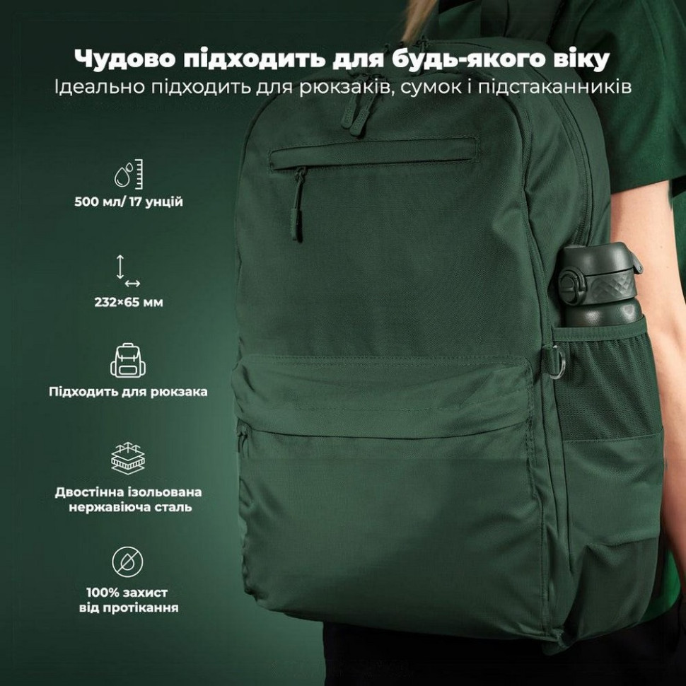 Пляшка для води вакуумна Vacuum Insulated ION8 I8TS500DGRE 500 мл, Dark Green