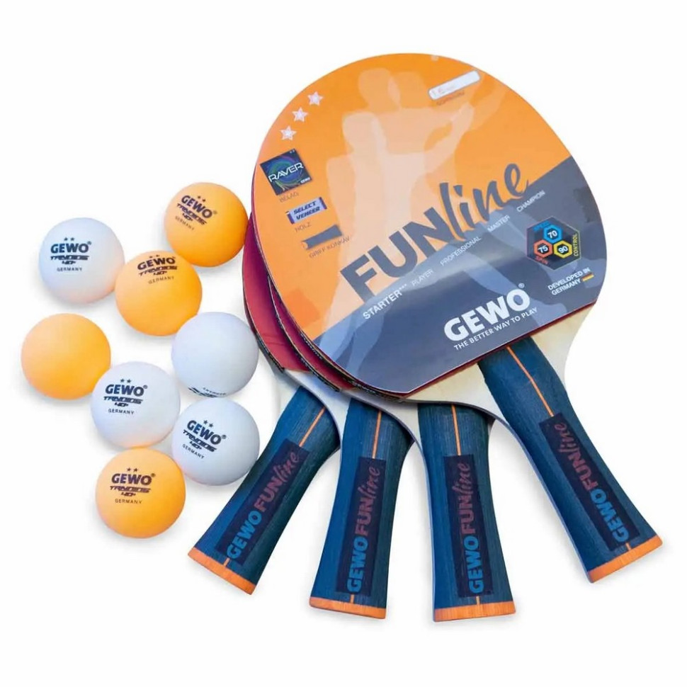 Набор для настольного тенниса Family & Friends Gewo 931052, 4 Bats 8 Balls (97010000)