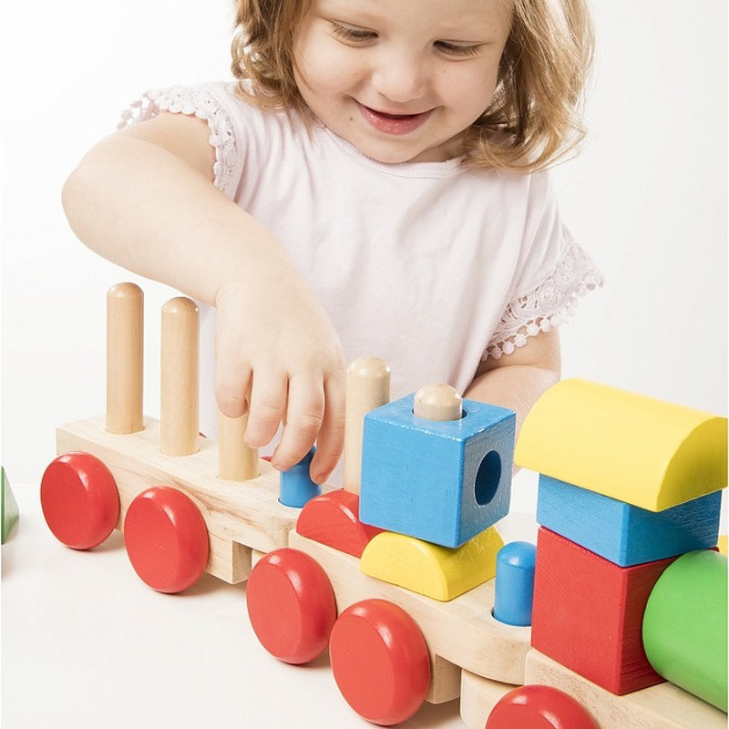 Деревянный поезд из кубиков Melissa&Doug MD572, 36 кубиков-блоков