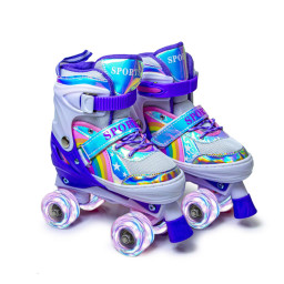 Детские ролики-квады Scale Sports 166467332 фиолетовые, с подсветкой, размер 30-33