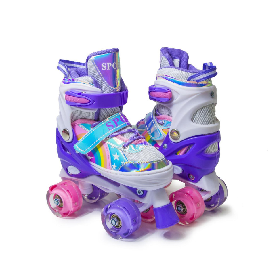 Дитячі ролики-квади Scale Sports 166467332 фіолетові, з підсвічуванням, розмір 30-33