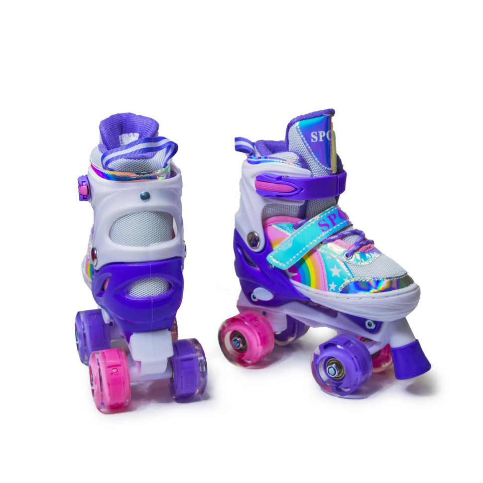 Дитячі ролики-квади Scale Sports 166467332 фіолетові, з підсвічуванням, розмір 30-33