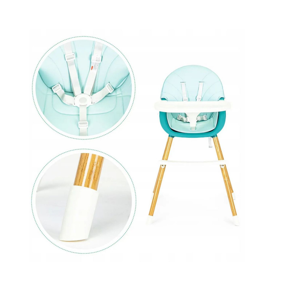 Cтільчик для годування 2 в 1 SMART Ecotoys HA-004 BLUE 5-точкові ремені безпеки