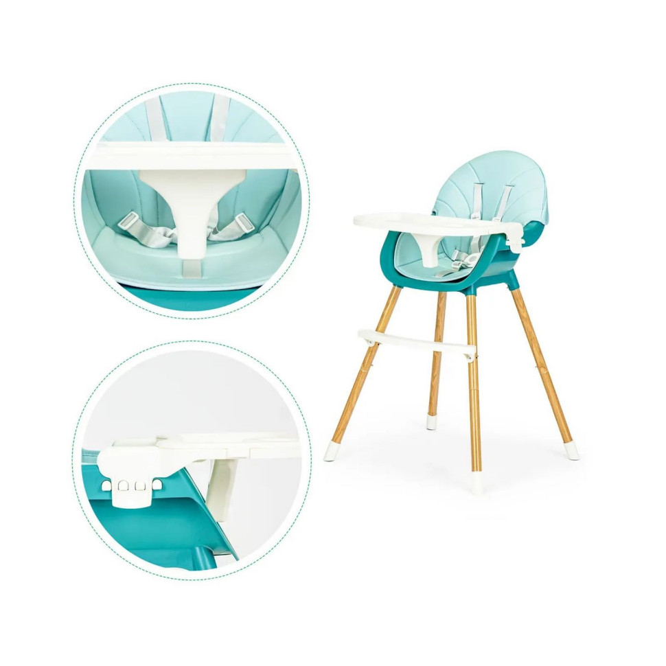 Cтільчик для годування 2 в 1 SMART Ecotoys HA-004 BLUE 5-точкові ремені безпеки