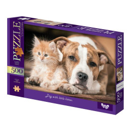 Пазл класичний "Собака з кошеням" Danko Toys C500-15-11, 500 елементів