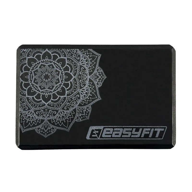 Блок для йоги с рисунком EasyFit EF-1819-BK, EVA, черный 23х15,5х7,5 см