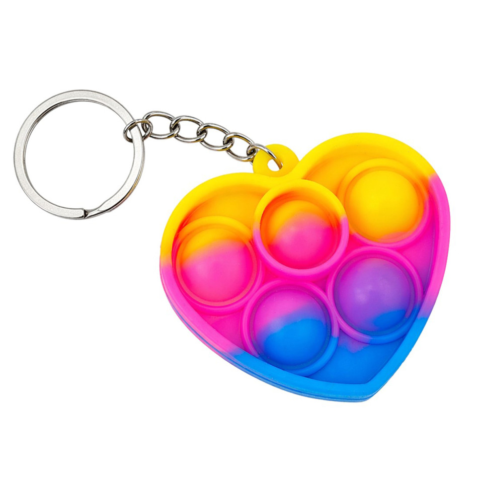 Дитячий антистрес-брелок Pop It міні Серце Bambi AA3641-10 силікон, 5,5 х4, 5х1 см