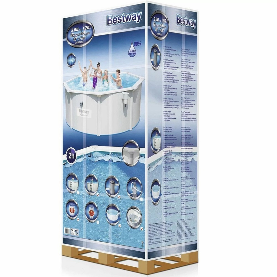 Сборный бассейн Hydrium Bestway 56574-12311, 360x122 см 10990 л, с песчаным фильтром, лестницей и тентом