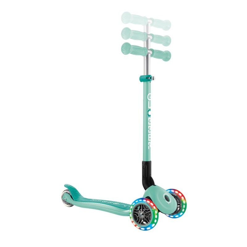 Самокат триколісний PRIMO FOLDABLE LIGHTS GLOBBER 432-206-3 м'ятний, до 50 кг