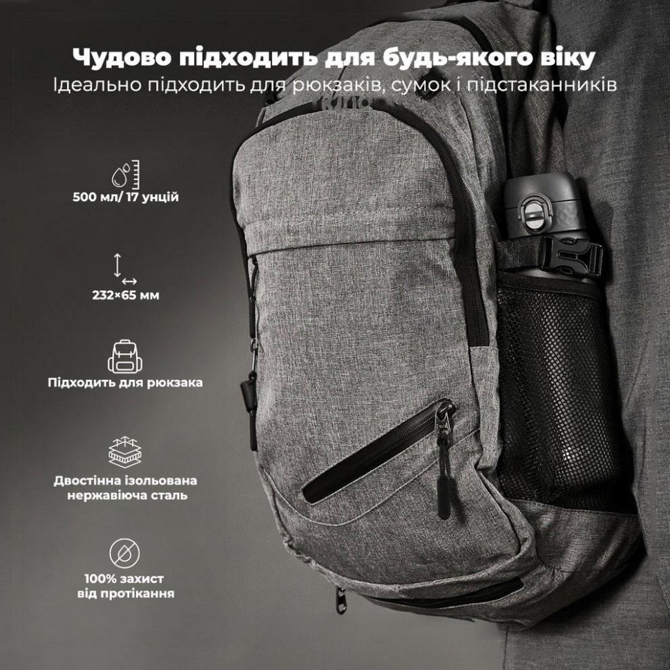 Пляшка для води вакуумна Vacuum Insulated ION8 I8TS500GRY 500 мл, Grey