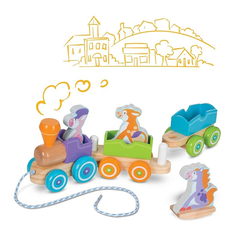 Деревянный поезд с животными Melissa&Doug MD14608, 6 предметов
