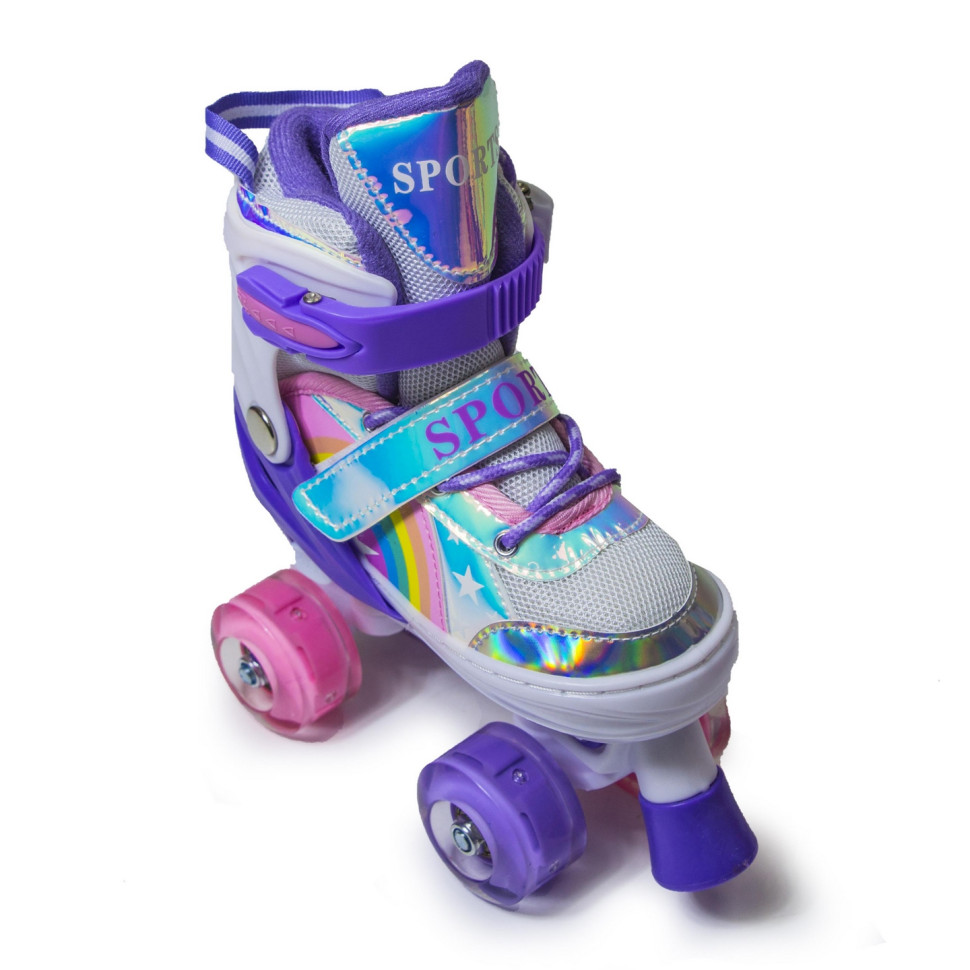 Дитячі ролики-квади Scale Sports 625609082 фіолетові, з підсвічуванням, розмір 34-37