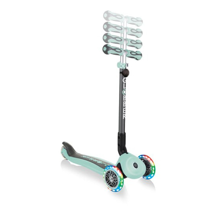 Детский самокат 3-х колесный GO UP DELUXE LIGHTS GLOBBER 646-206 мятный, 5в1, колеса светящиеся 20/50кг