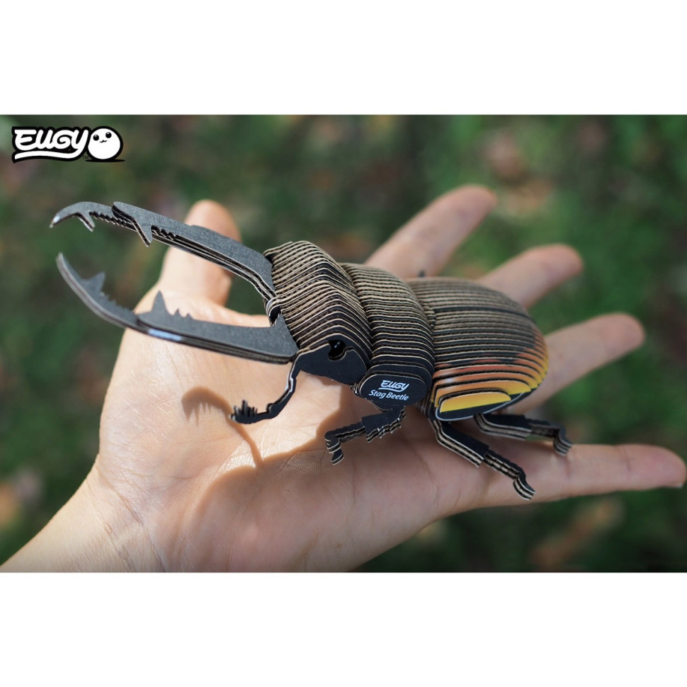 Сборная картонная 3D модель Зоопарк: Жук-олень EUGY XEG-114, 5х13х9 см